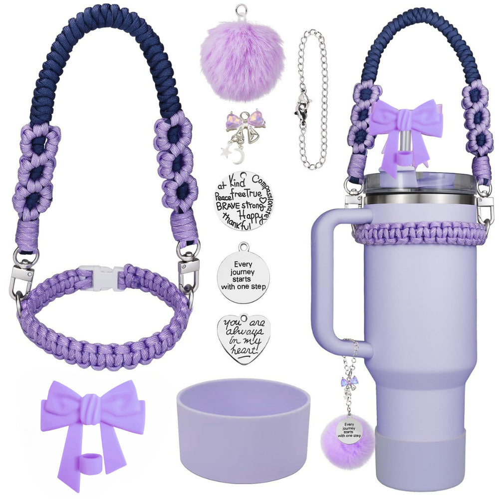 Stanley accessories suitable for 40oz braided hand-held rope bow straw cap cup cover wool ball pendant