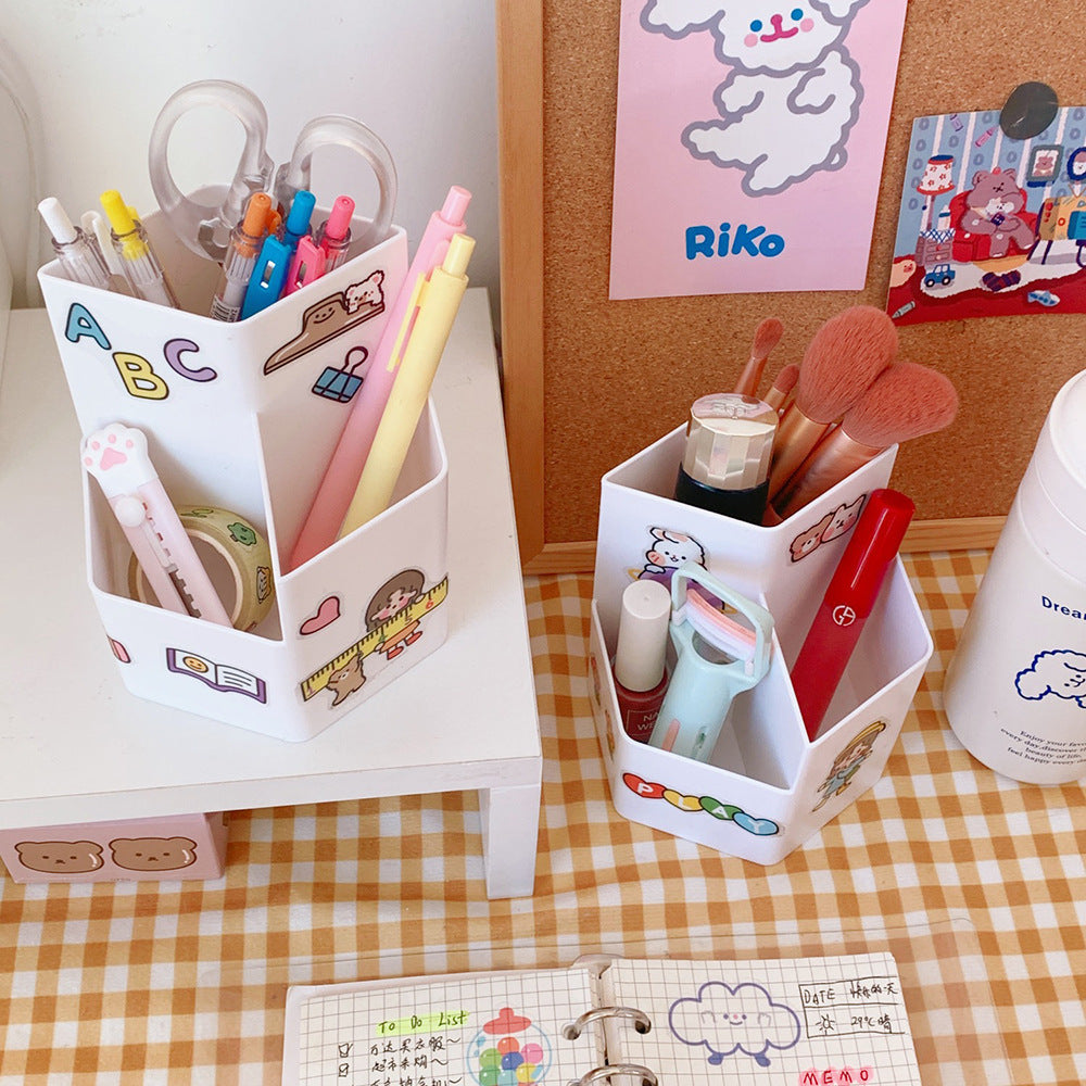 Nordic Creative Fashion Simple Large Capacity Hexagonal Pen Holder Student Office Desktop Multi-Functional Storage Box Ornaments