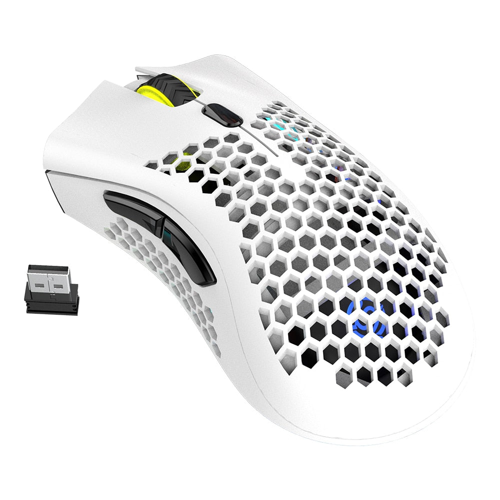 2.4GHz Wireless Mouse 7 Button 1600 DPI Adjustable RGB Backlit Rechargeable Mouse Lightweight