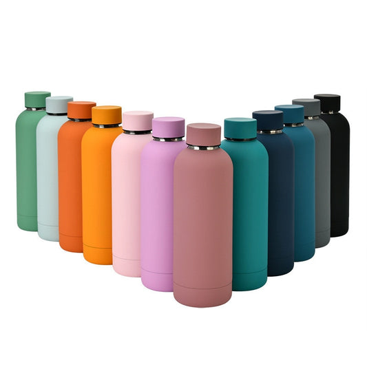 500ml Matte Stainless Steel Vacuum Insulated Hot Cold Water Bottle Double Walled Cola Shape Thermos Leak-Proof Sports Flask