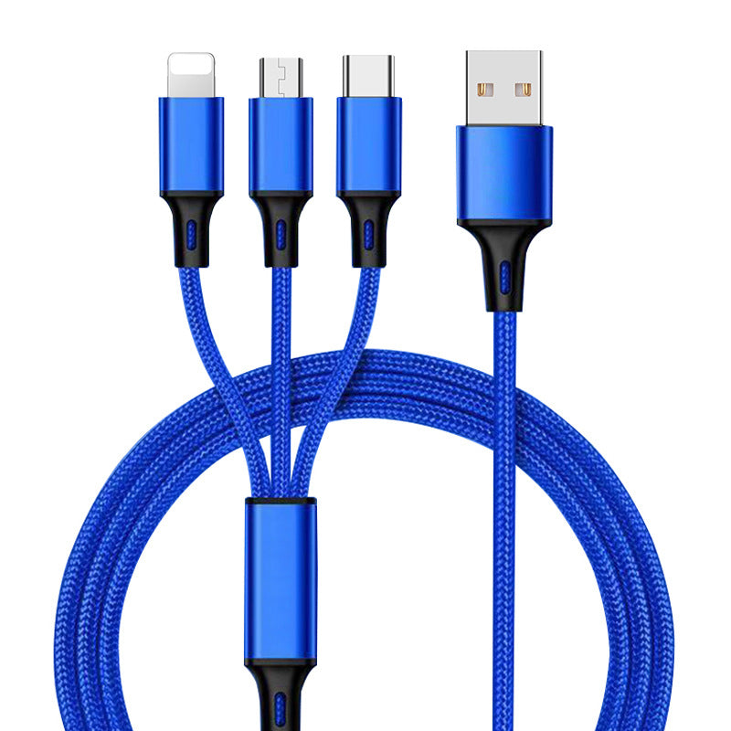 Nylon woven mini one to three data cable for mobile phone charging