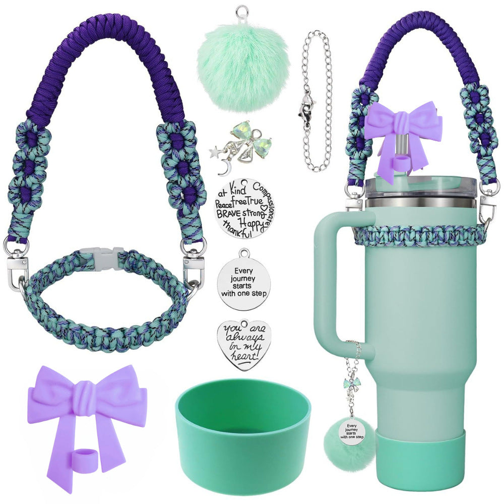Stanley accessories suitable for 40oz braided hand-held rope bow straw cap cup cover wool ball pendant