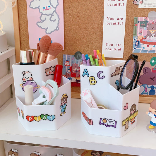Nordic Creative Fashion Simple Large Capacity Hexagonal Pen Holder Student Office Desktop Multi-Functional Storage Box Ornaments