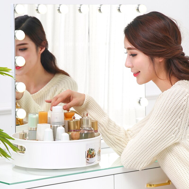 Practical Kitchen Multi-functional anti-skid rotating storage tray Display Plastic Rotary Kitchen Bathroom Party Shelf Organizer