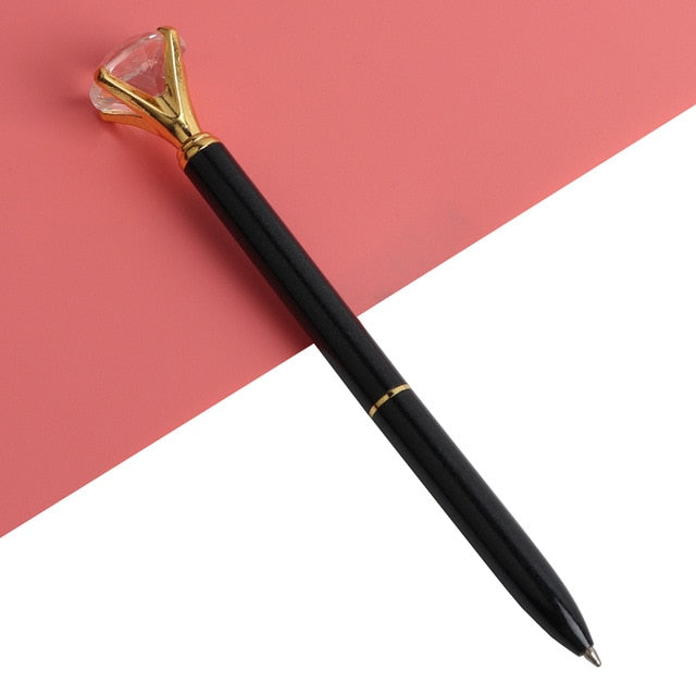 21Color Kawaii Ballpoint Pen Big Gem Metal Ball Pen With Large Diamond Blue And Black Magical Pen Fashion School Office Supplies