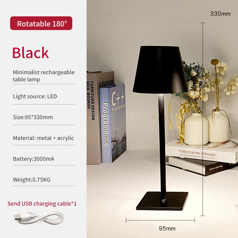 Retro Atmosphere Table Lamp Study Eye Protection Table Lamp USB Rechargeable Living Room Bedside Lamp Restaurant Bar Rotatable Table Lamp