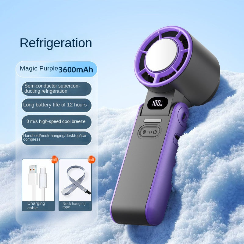 Portable Foldable Neck Fan with Digital Display and Infinite Speed Control, Compact Cooling Handheld Fan for Outdoor Use