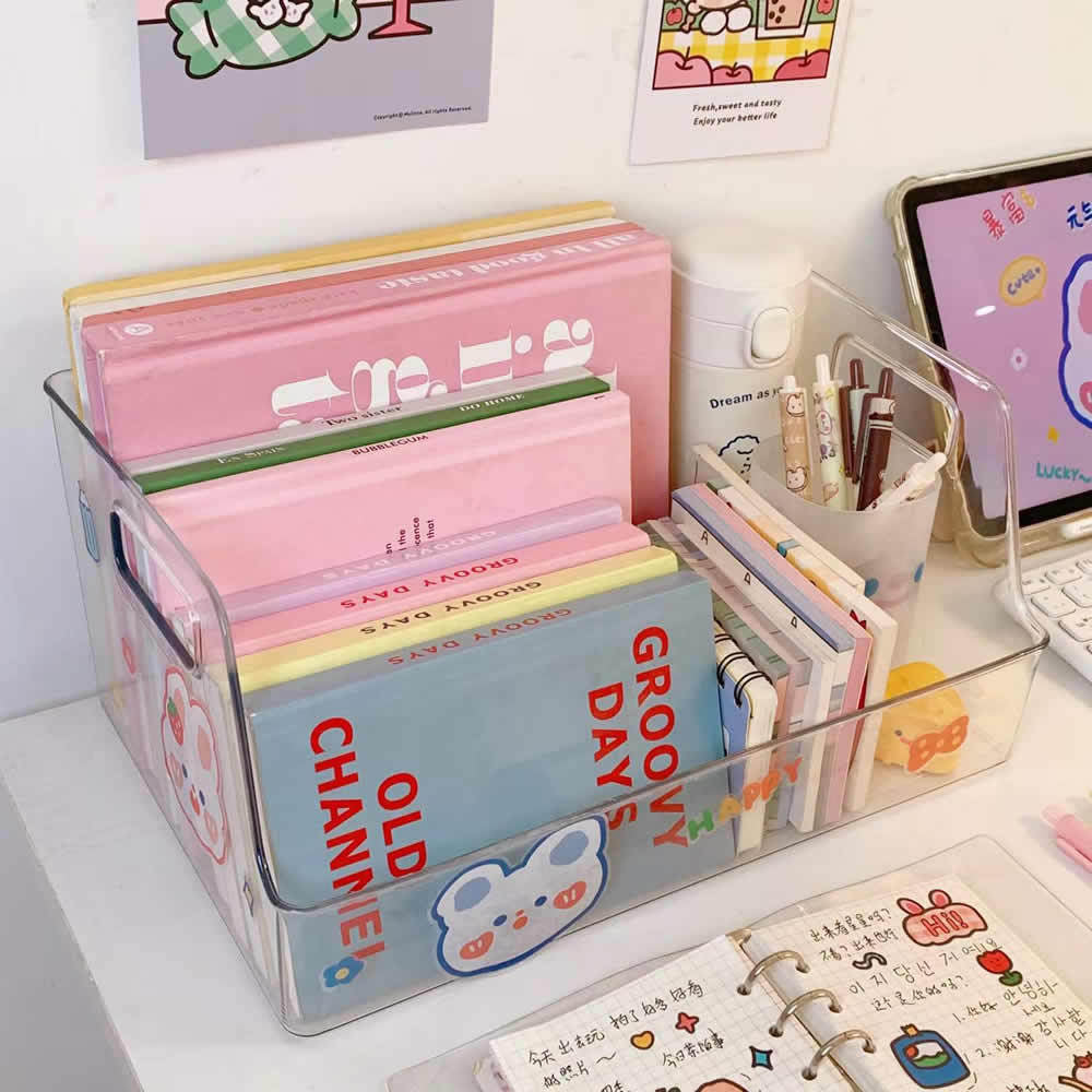 Acrylic Transparent Book Stand Ins Student Desk Put Book Storage Box Artifact Bookend Table Bookshelf Desktop