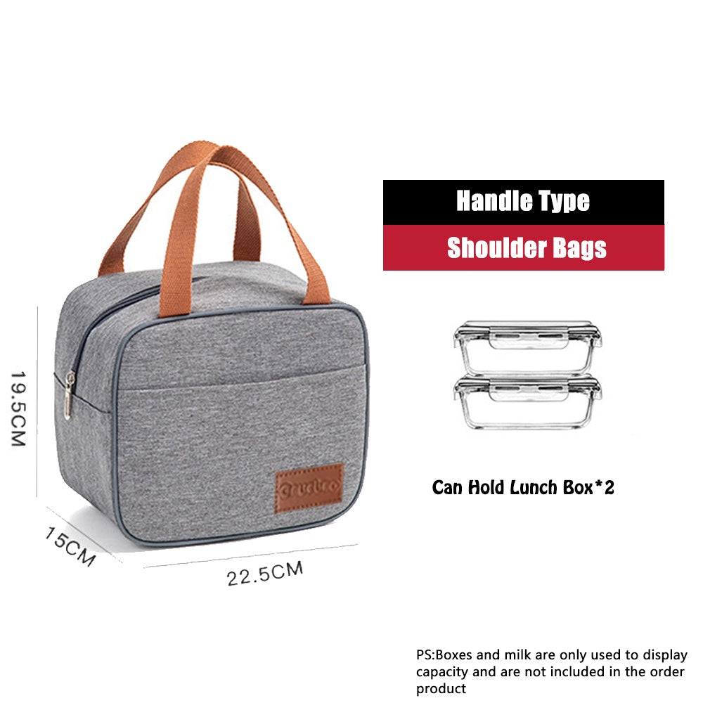 Lunch Box Bag Aluminum Foil Office Worker Thermal Insulation Fashion Student Lunch Bag With Canvas Tote Bag Round Thickened