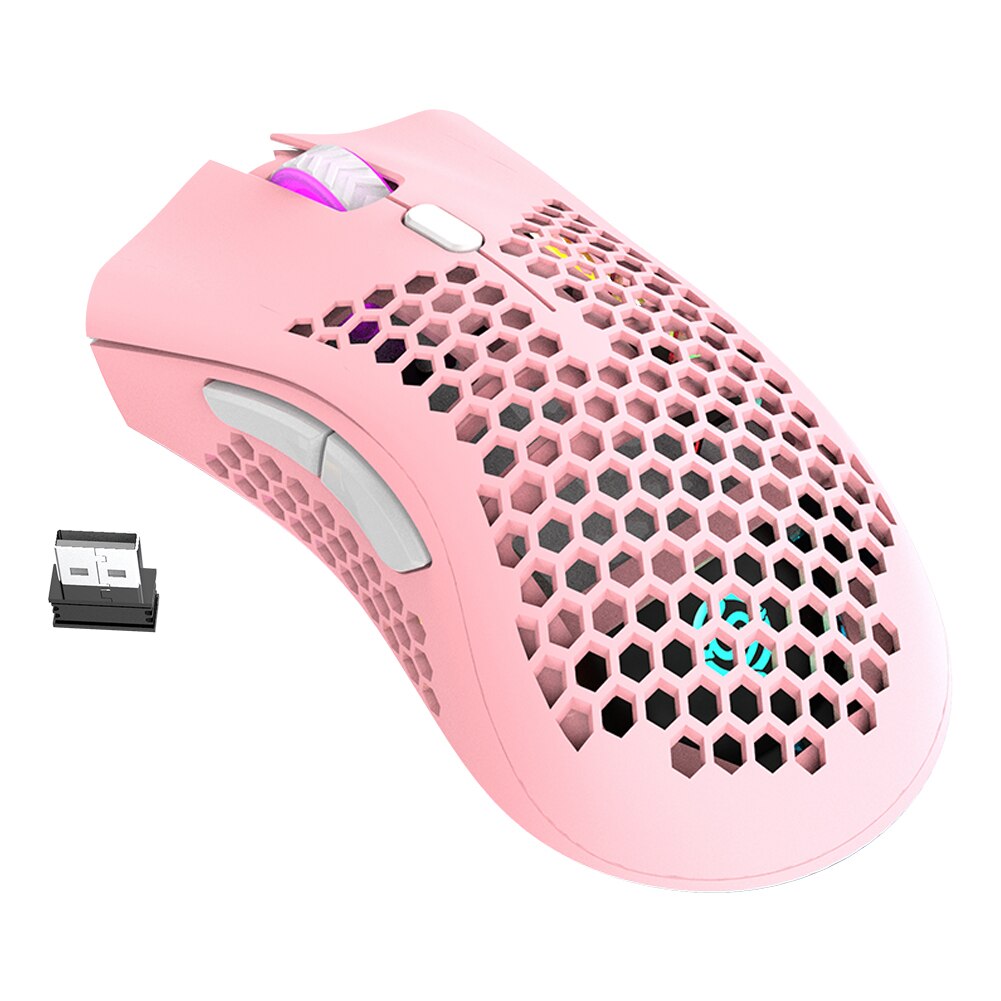2.4GHz Wireless Mouse 7 Button 1600 DPI Adjustable RGB Backlit Rechargeable Mouse Lightweight