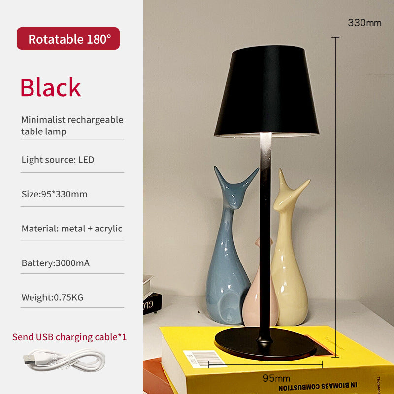 Retro Atmosphere Table Lamp Study Eye Protection Table Lamp USB Rechargeable Living Room Bedside Lamp Restaurant Bar Rotatable Table Lamp