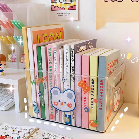 Acrylic Transparent Book Stand Ins Student Desk Put Book Storage Box Artifact Bookend Table Bookshelf Desktop