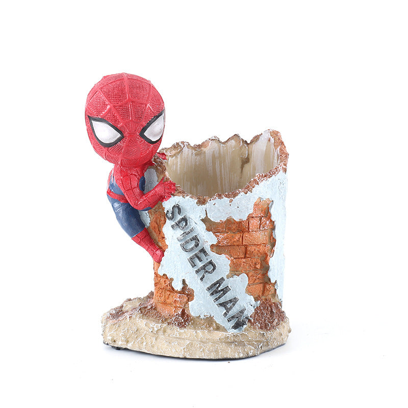 Cute Marvel The Amazing Spider Man Pen Holder Ornament Round Pen Holder