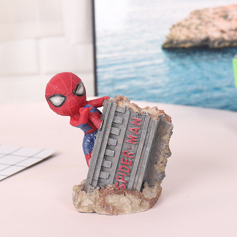 Cute Marvel The Amazing Spider Man Pen Holder Ornament Round Pen Holder