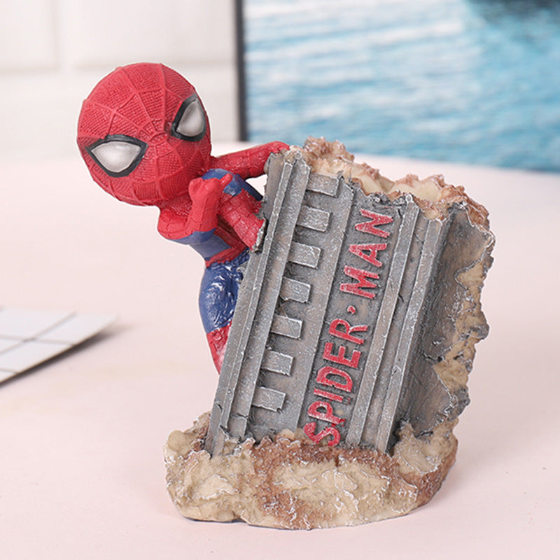 Cute Marvel The Amazing Spider Man Pen Holder Ornament Round Pen Holder