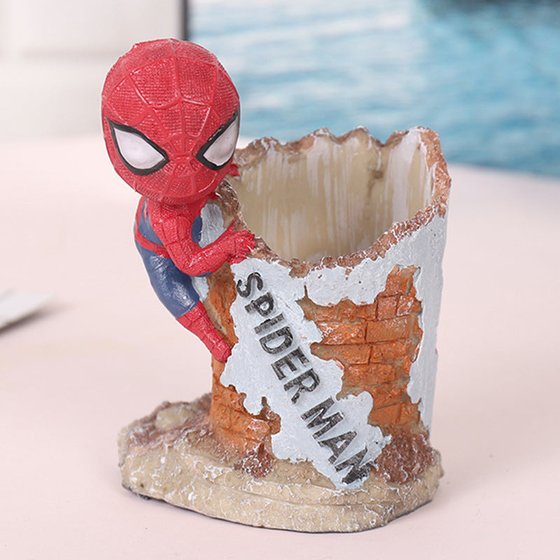 Cute Marvel The Amazing Spider Man Pen Holder Ornament Round Pen Holder