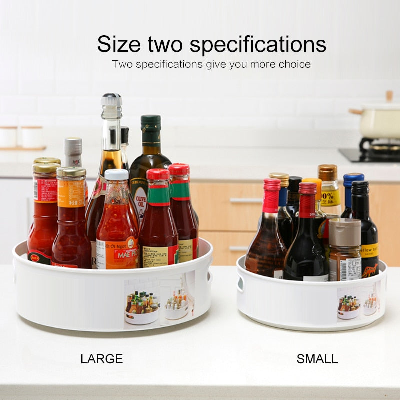 Practical Kitchen Multi-functional anti-skid rotating storage tray Display Plastic Rotary Kitchen Bathroom Party Shelf Organizer