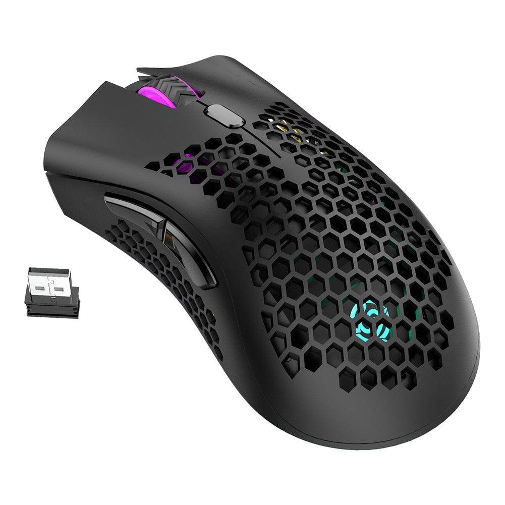 2.4GHz Wireless Mouse 7 Button 1600 DPI Adjustable RGB Backlit Rechargeable Mouse Lightweight
