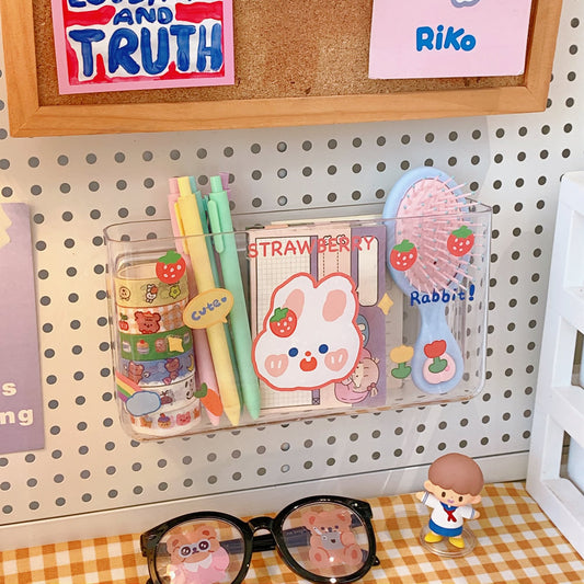 Ins Transparent Desktop Storage Box Cosmetics Student Dormitory Pen Holder Net Red Bathroom Wall Wall Hanging Rack