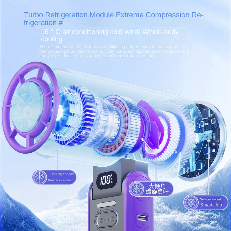 Portable Foldable Neck Fan with Digital Display and Infinite Speed Control, Compact Cooling Handheld Fan for Outdoor Use
