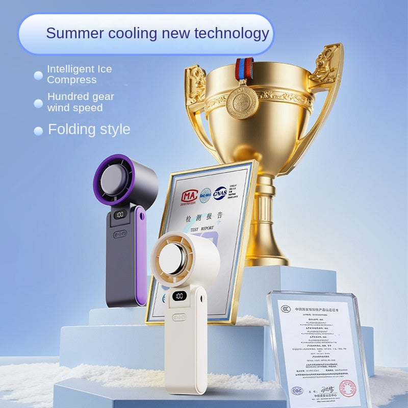 USB Cooling Turbine Hand Fan with 100-Speed Ice-Cooling Function