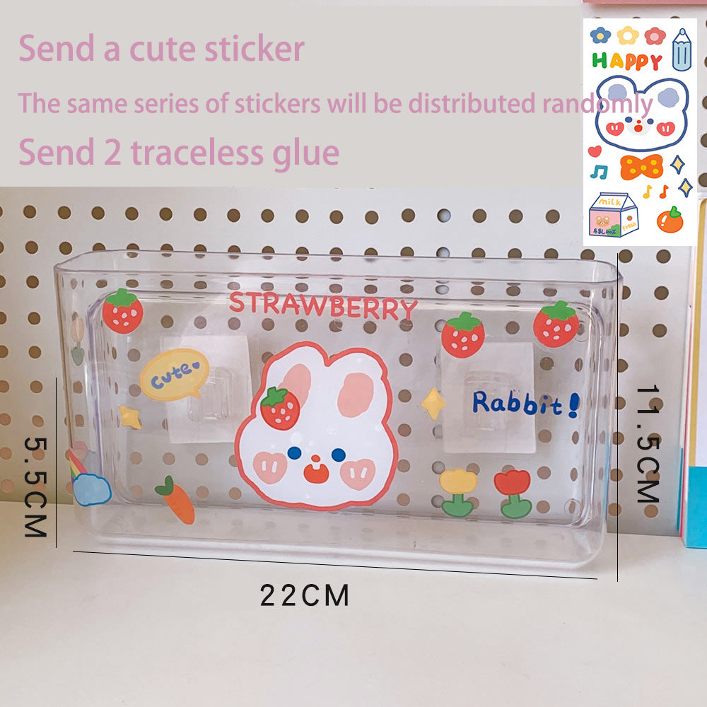 Ins Transparent Desktop Storage Box Cosmetics Student Dormitory Pen Holder Net Red Bathroom Wall Wall Hanging Rack