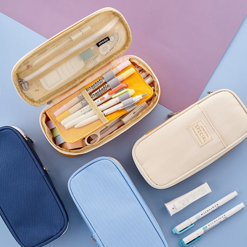 Macaron color block can transform into a large capacity upgraded pencil case stationery