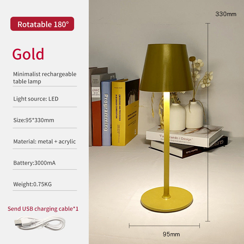 Retro Atmosphere Table Lamp Study Eye Protection Table Lamp USB Rechargeable Living Room Bedside Lamp Restaurant Bar Rotatable Table Lamp