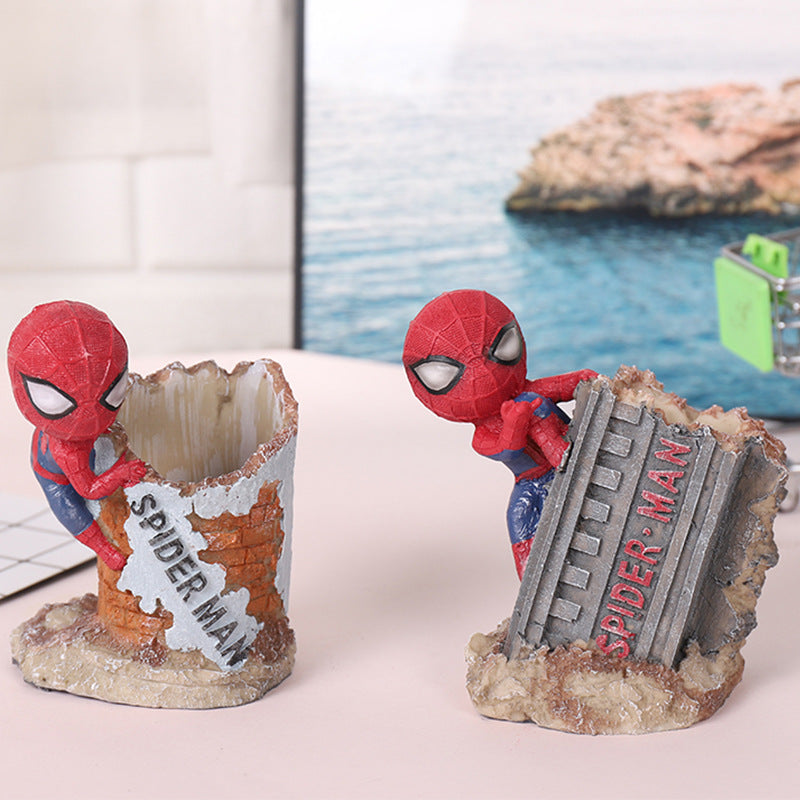 Cute Marvel The Amazing Spider Man Pen Holder Ornament Round Pen Holder
