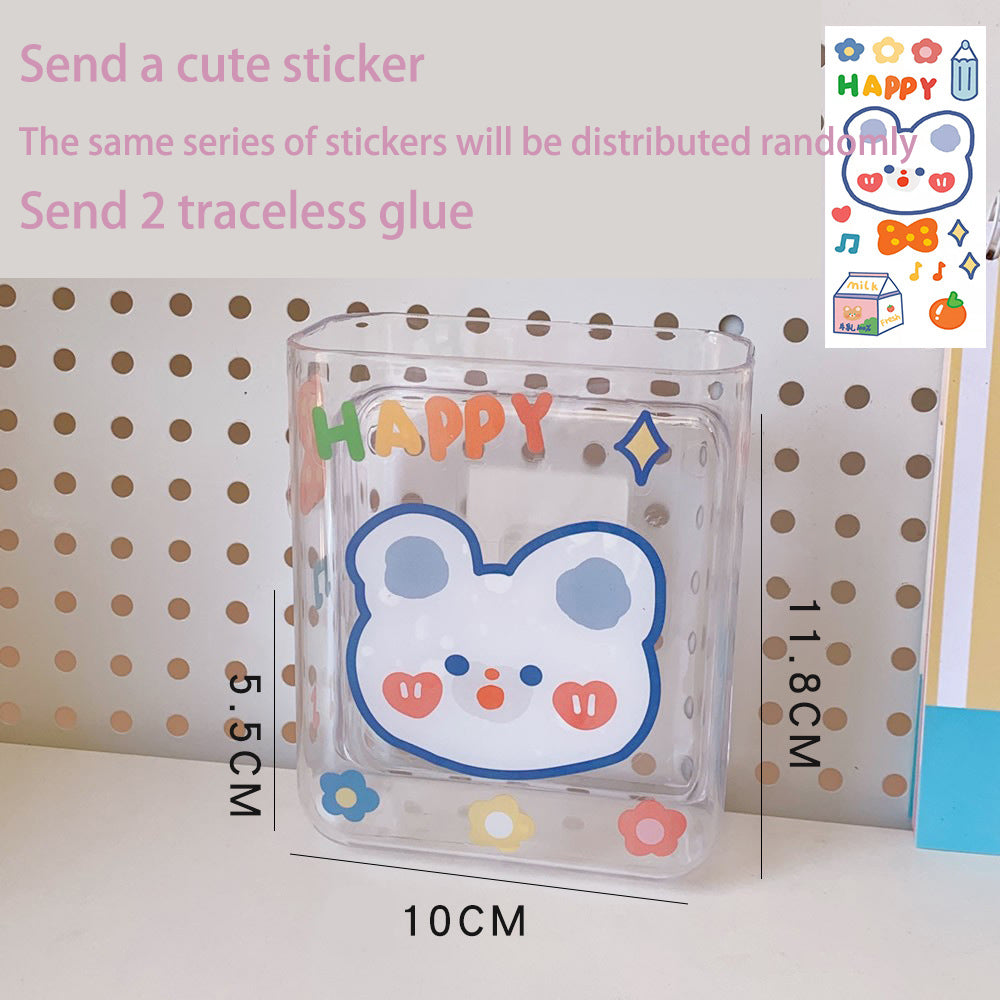 Ins Transparent Desktop Storage Box Cosmetics Student Dormitory Pen Holder Net Red Bathroom Wall Wall Hanging Rack