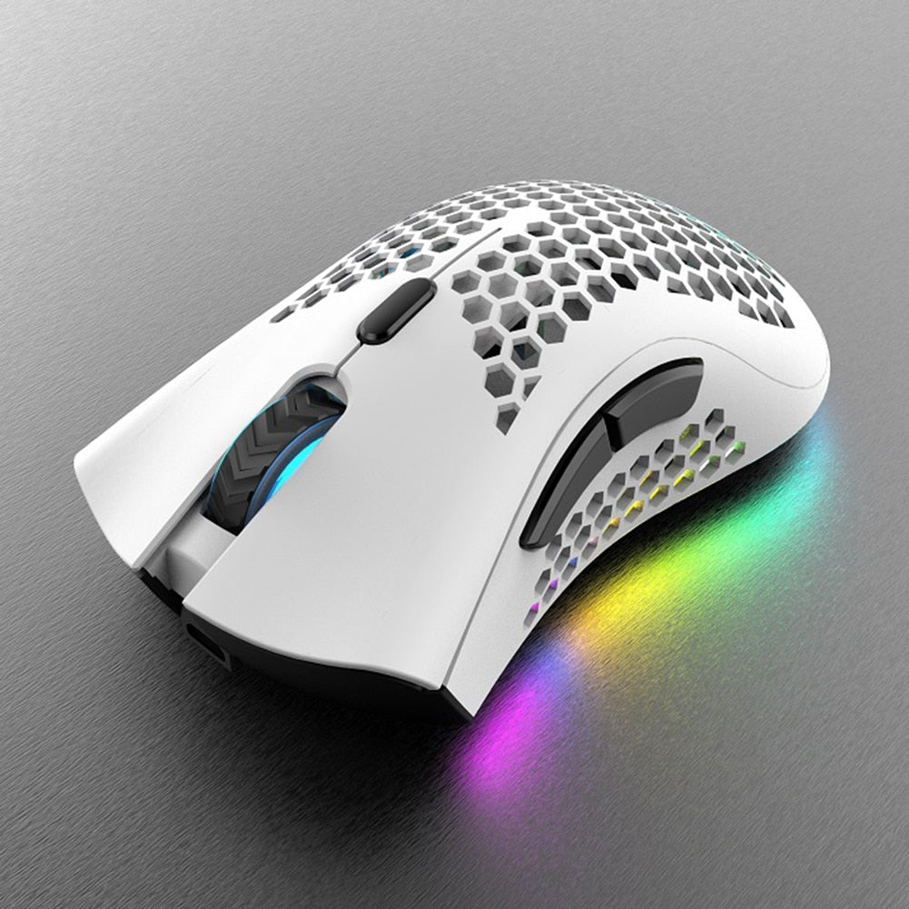2.4GHz Wireless Mouse 7 Button 1600 DPI Adjustable RGB Backlit Rechargeable Mouse Lightweight