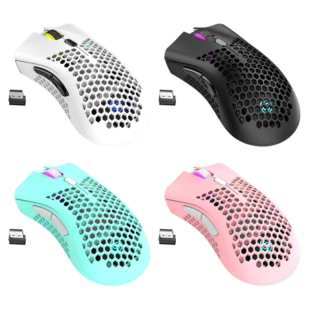 2.4GHz Wireless Mouse 7 Button 1600 DPI Adjustable RGB Backlit Rechargeable Mouse Lightweight