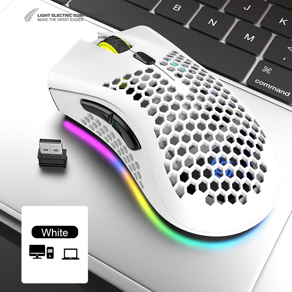 2.4GHz Wireless Mouse 7 Button 1600 DPI Adjustable RGB Backlit Rechargeable Mouse Lightweight