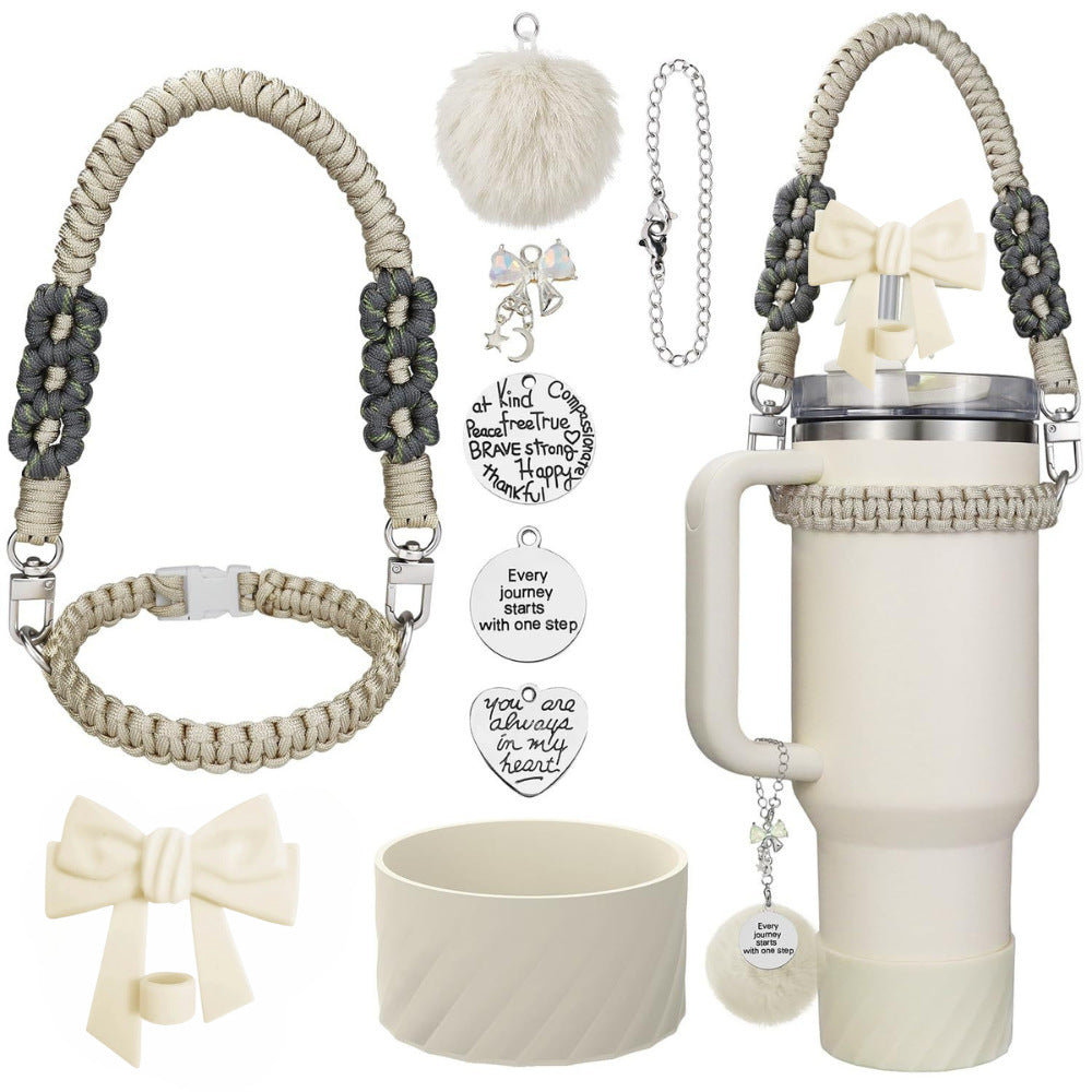 Stanley accessories suitable for 40oz braided hand-held rope bow straw cap cup cover wool ball pendant