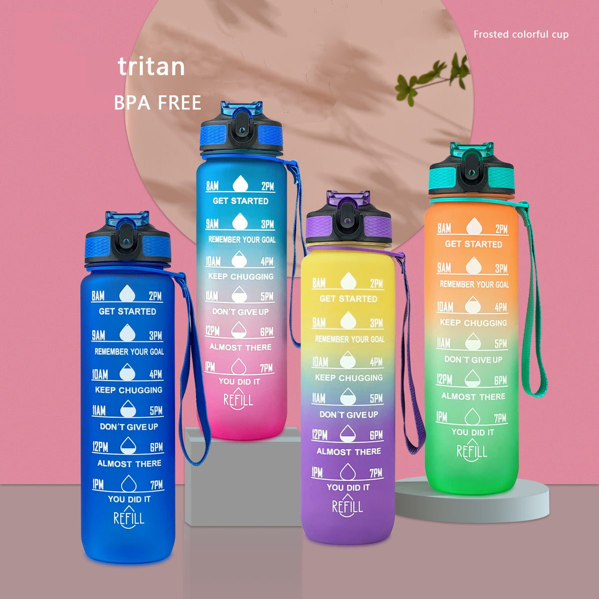 Sports Straw Water Cup Tritan Gradient Bounce Cover Water Bottle Space Cup Outdoor Water Bottle Travel Cup