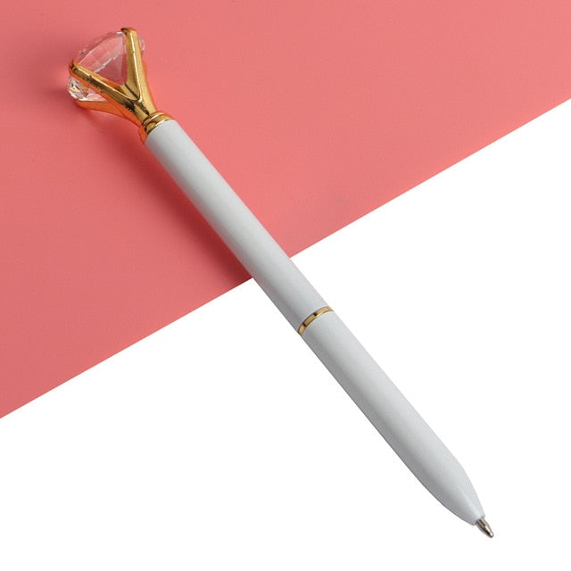 21Color Kawaii Ballpoint Pen Big Gem Metal Ball Pen With Large Diamond Blue And Black Magical Pen Fashion School Office Supplies