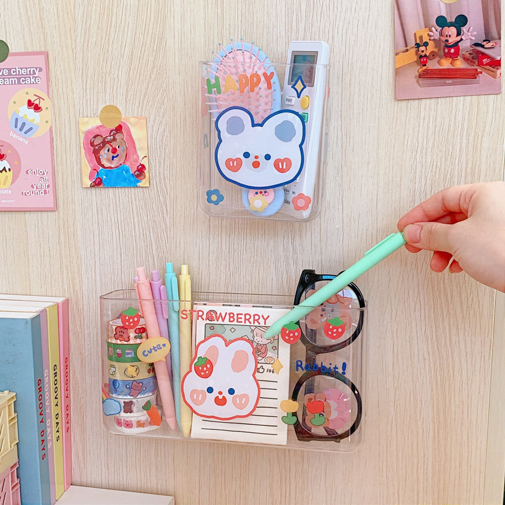 Ins Transparent Desktop Storage Box Cosmetics Student Dormitory Pen Holder Net Red Bathroom Wall Wall Hanging Rack